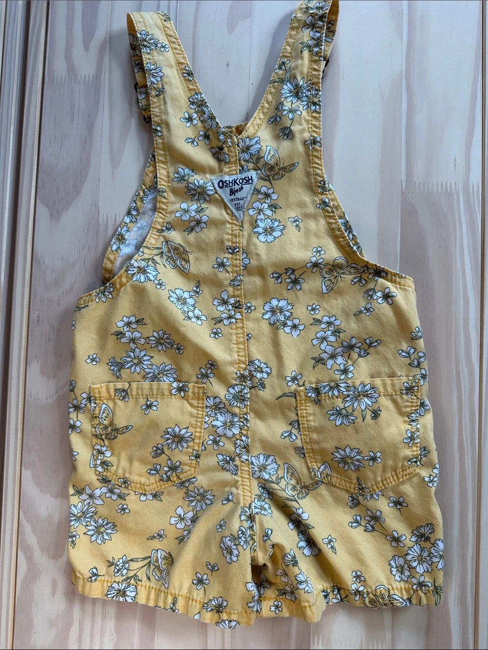 OshKosh B'gosh Yellow Floral Short Overalls for Kids 100% Cotton